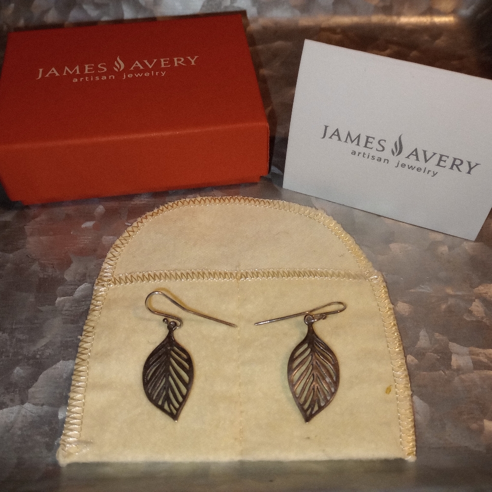 Retired - James Avery Sterling Silver Leaf Earrings